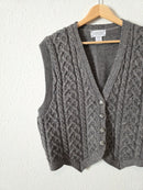 Vintage Cable Knit Wool Vest (M)