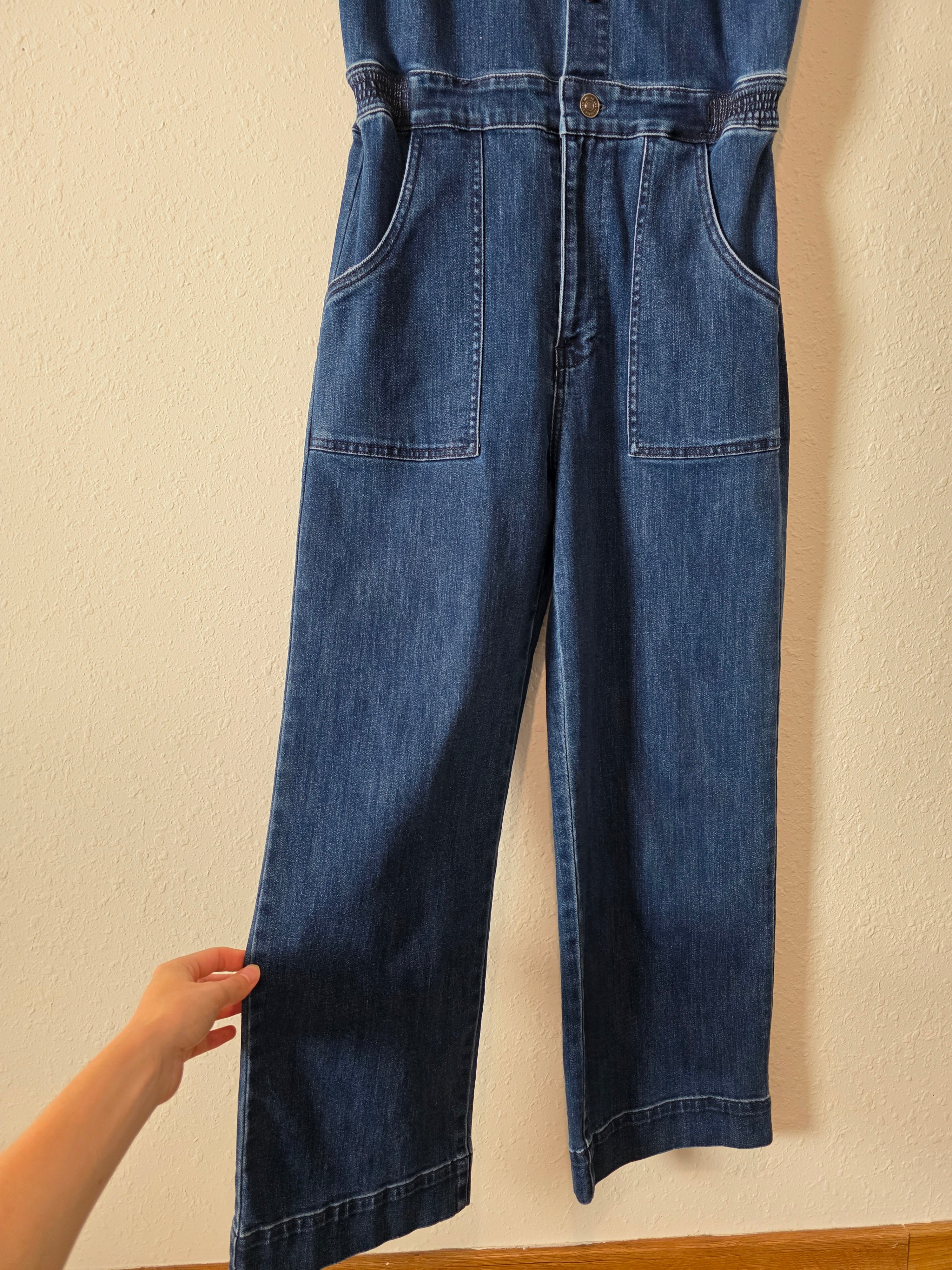 Kancan Wide Leg Denim Jumpsuit (L)