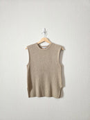 Crescent Ribbed Knit Sweater Tank (L)