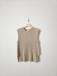 Crescent Ribbed Knit Sweater Tank (L)