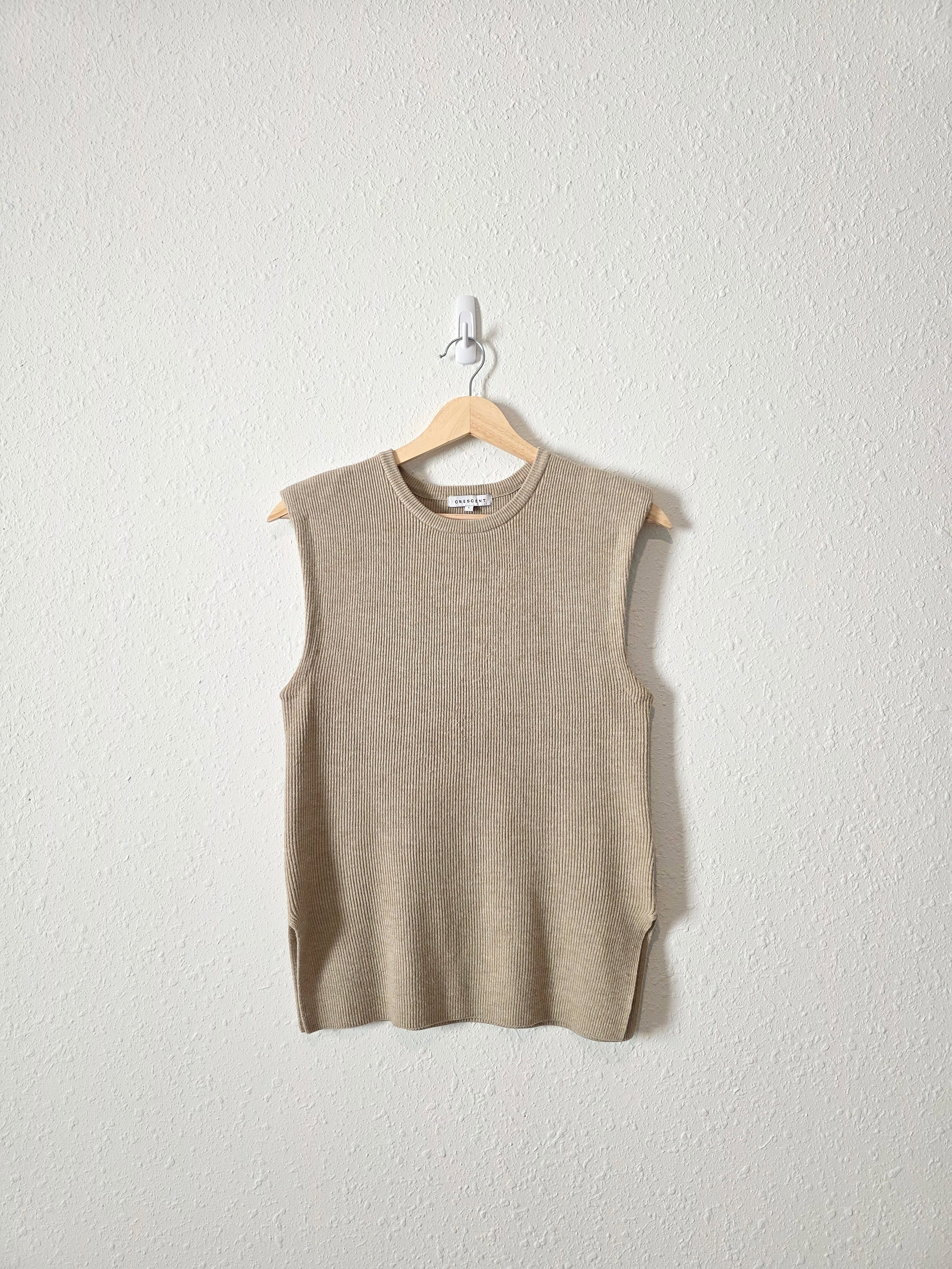 Crescent Ribbed Knit Sweater Tank (L)