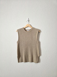Crescent Ribbed Knit Sweater Tank (L)
