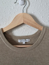 Crescent Ribbed Knit Sweater Tank (L)