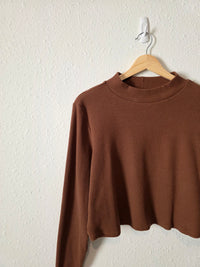 Eloquii Brown Ribbed Mock Top (22/24)