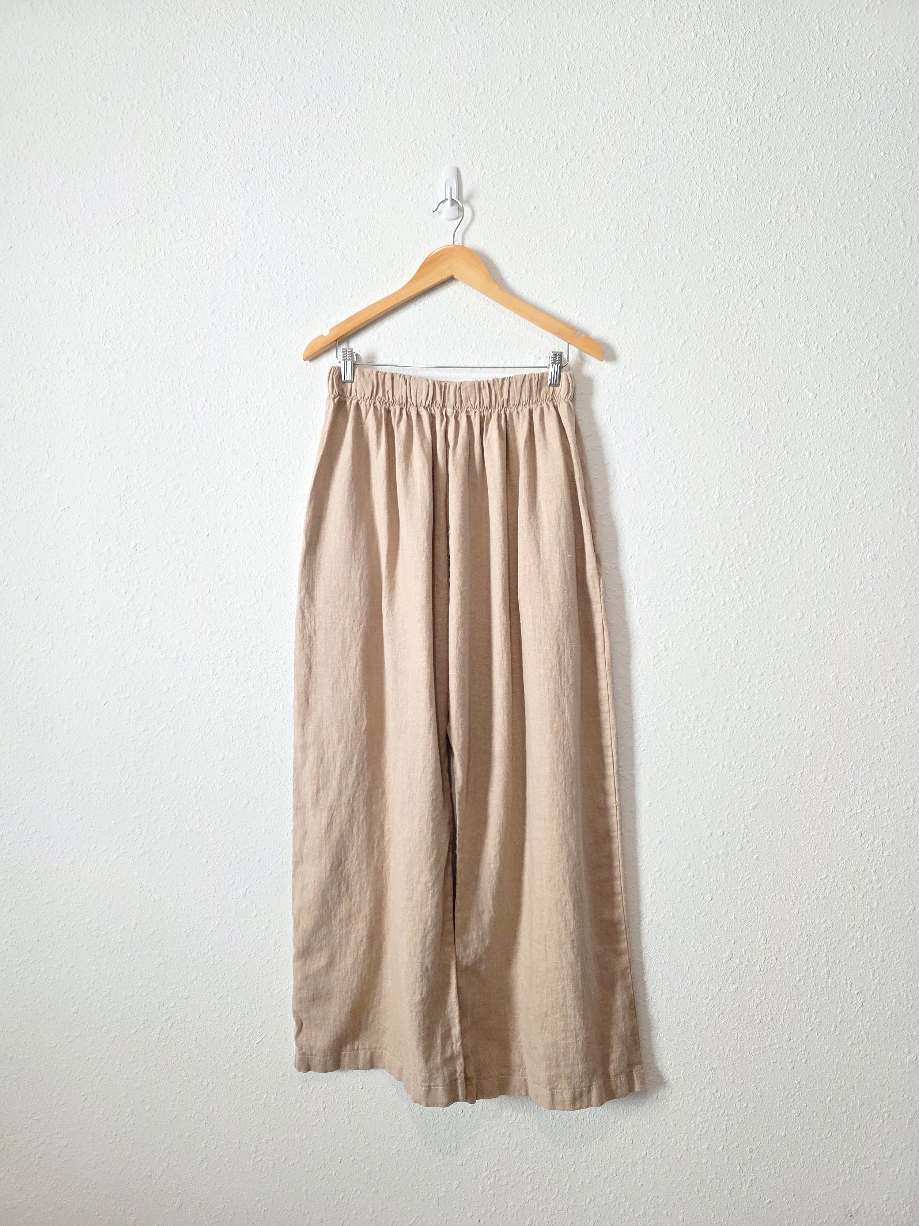 Neutral Linen Wide Leg Pants (M-XL)