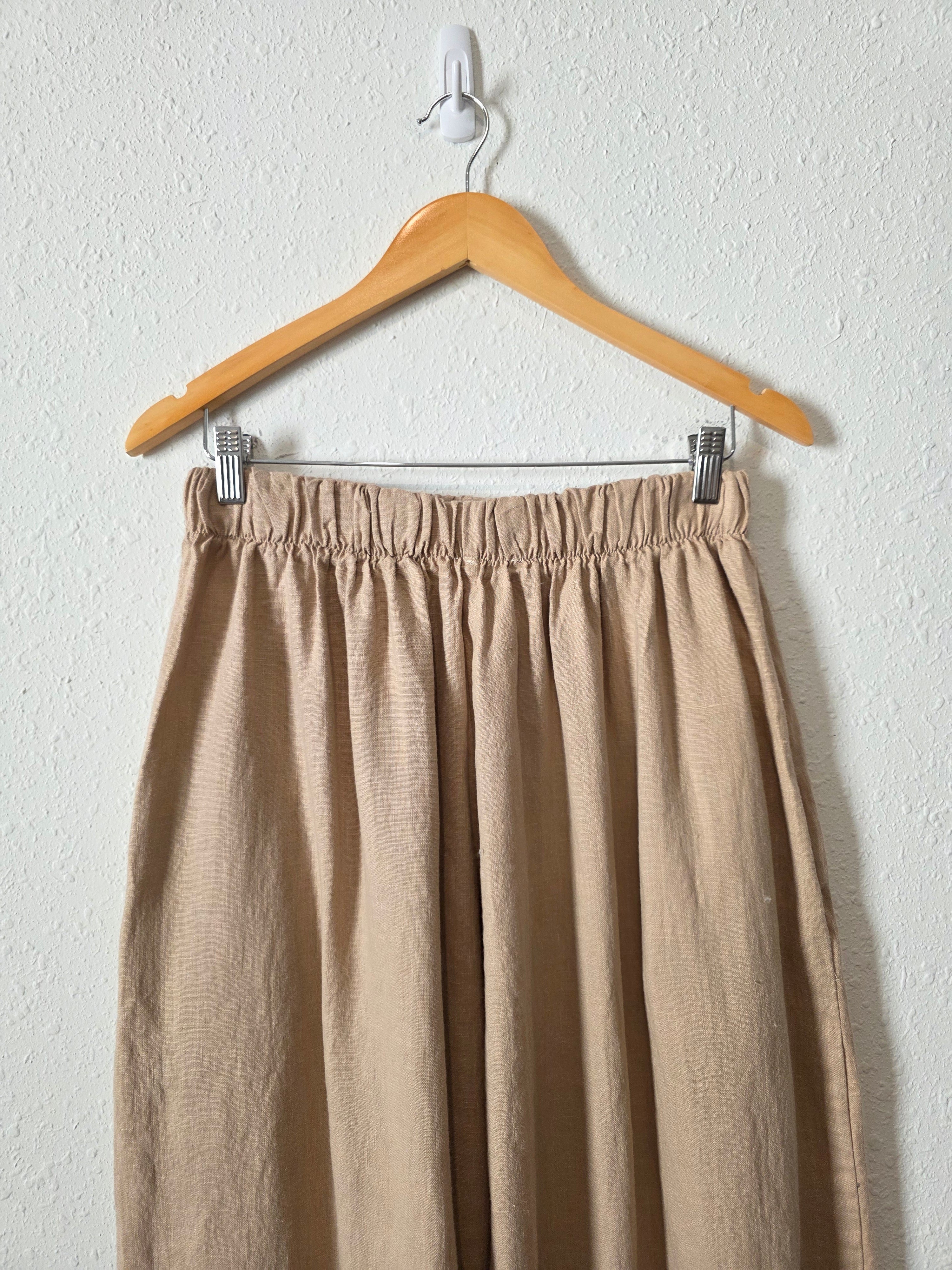 Neutral Linen Wide Leg Pants (M-XL)