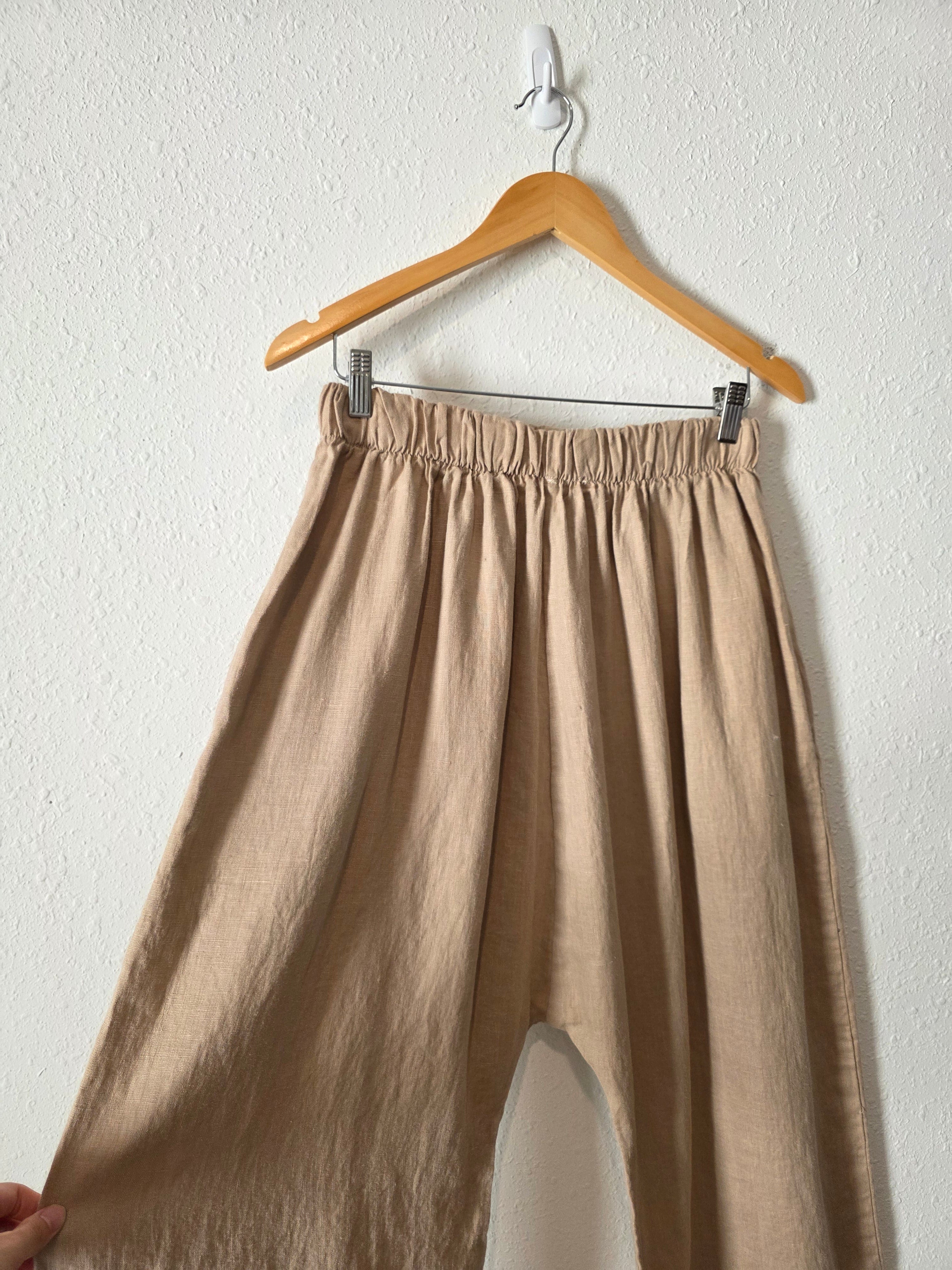 Neutral Linen Wide Leg Pants (M-XL)
