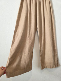 Neutral Linen Wide Leg Pants (M-XL)