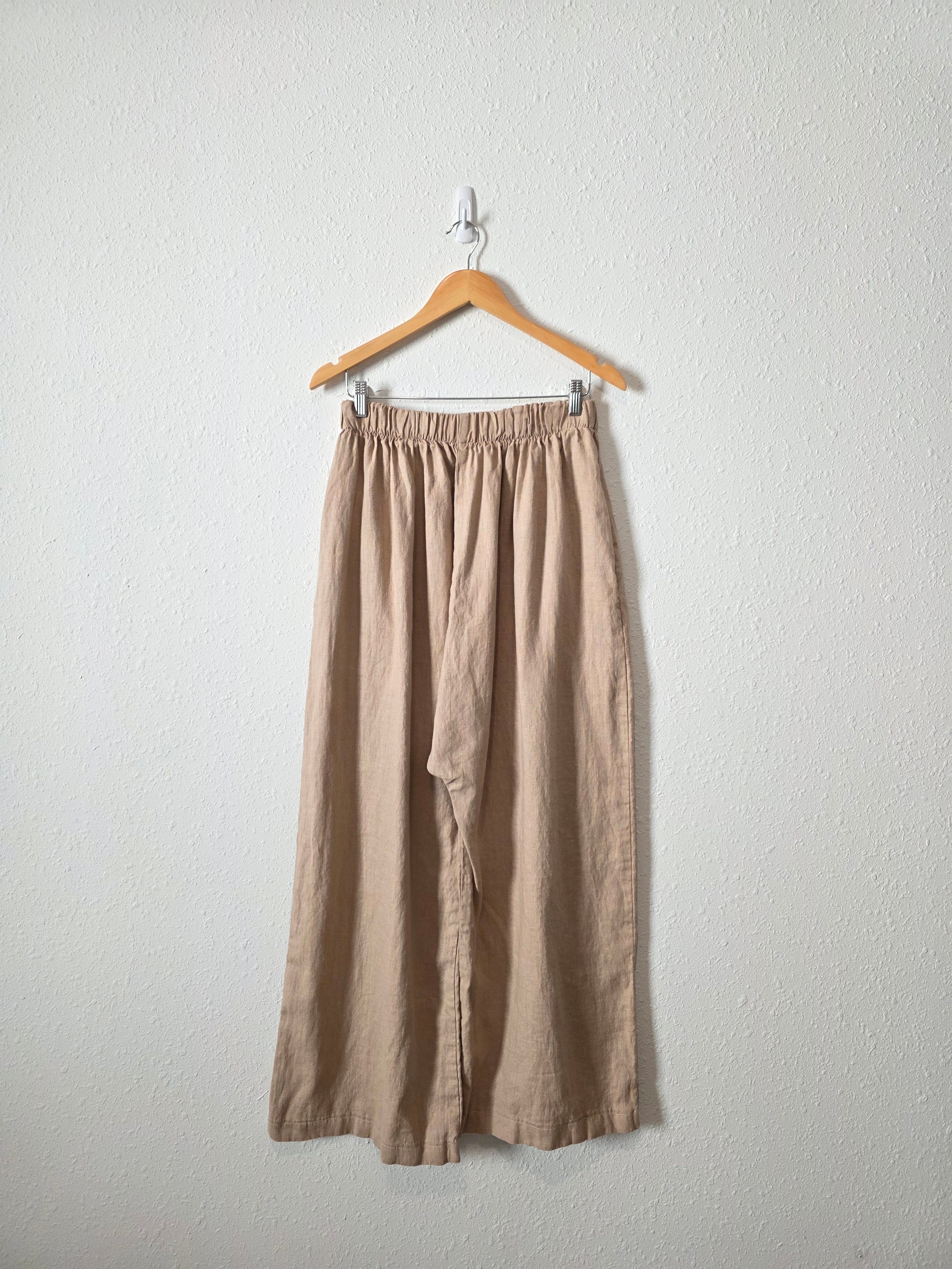 Neutral Linen Wide Leg Pants (M-XL)