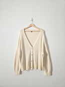 Cream Fuzzy Cardigan Sweater (M)