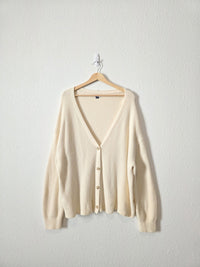 Cream Fuzzy Cardigan Sweater (M)