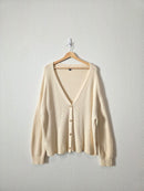 Cream Fuzzy Cardigan Sweater (M)