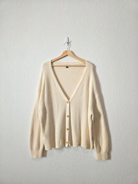 Cream Fuzzy Cardigan Sweater (M)