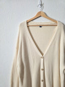 Cream Fuzzy Cardigan Sweater (M)