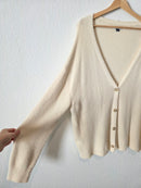 Cream Fuzzy Cardigan Sweater (M)