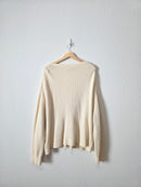 Cream Fuzzy Cardigan Sweater (M)
