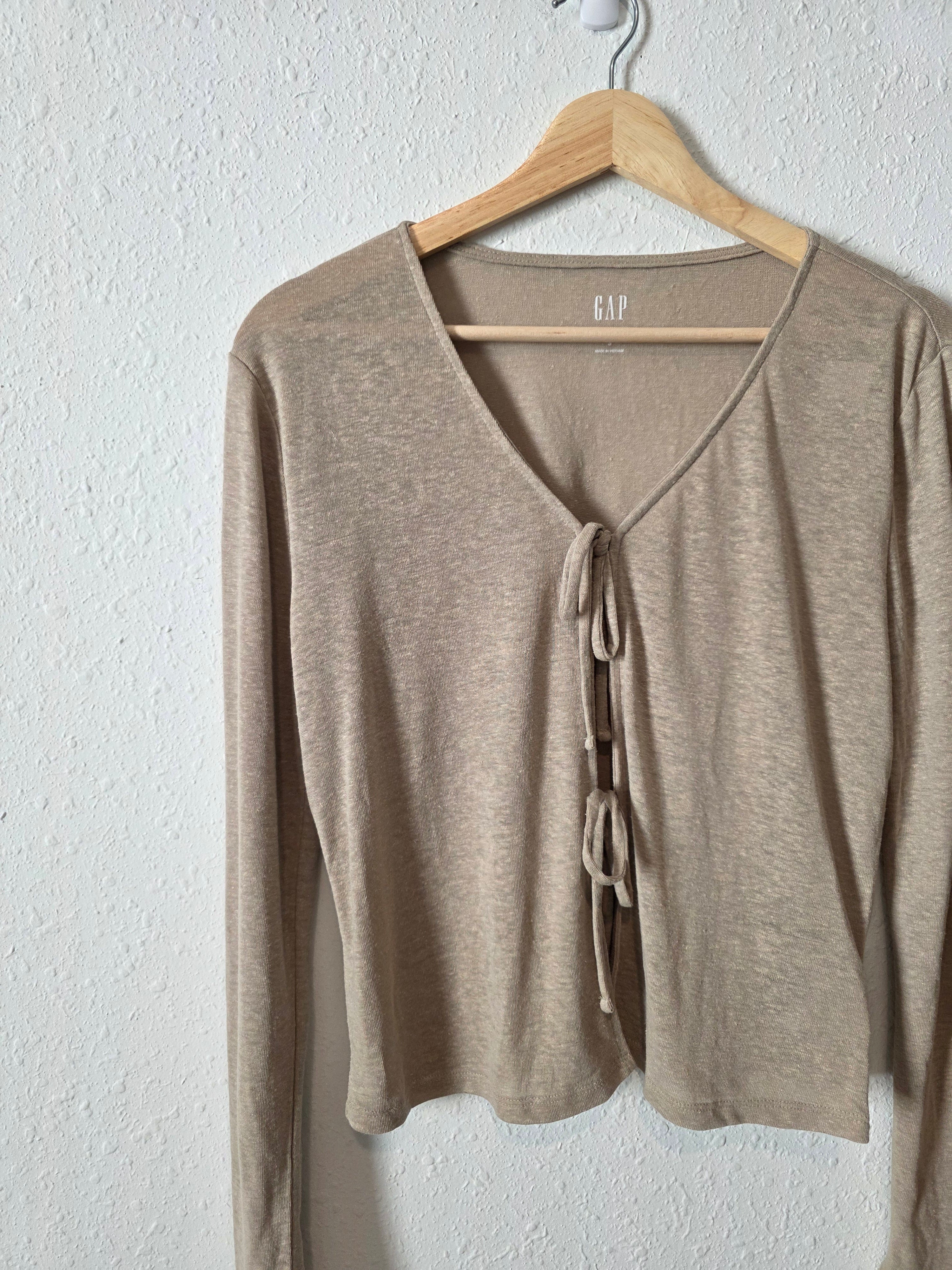 NEW Gap Linen Tie Front Top (S)