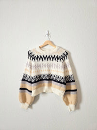 Altar'd State Puff Sleeve Fairisle Sweater (XS)