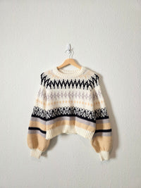 Altar'd State Puff Sleeve Fairisle Sweater (XS)