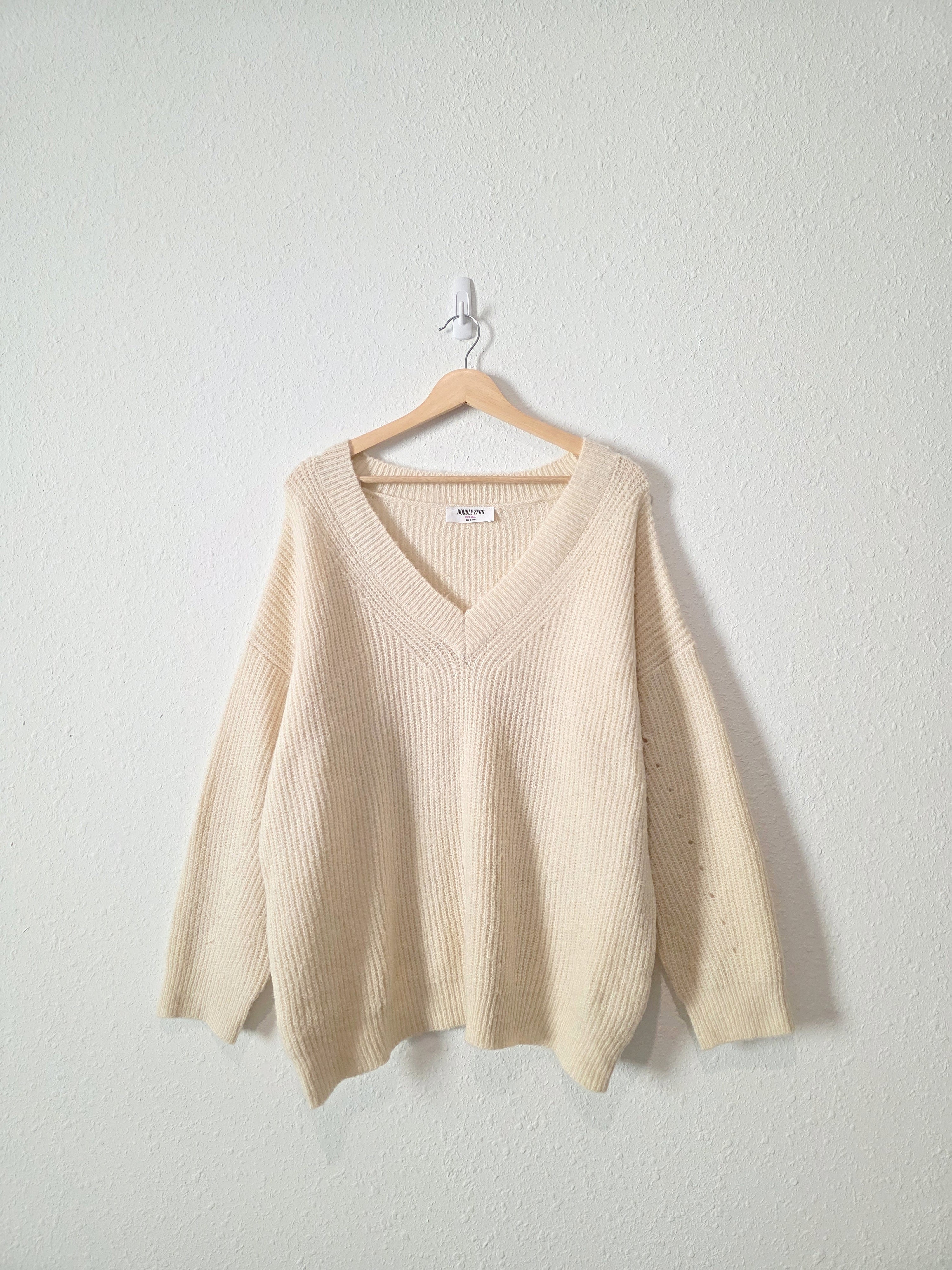 Cream Ribbed Knit Sweater (S)
