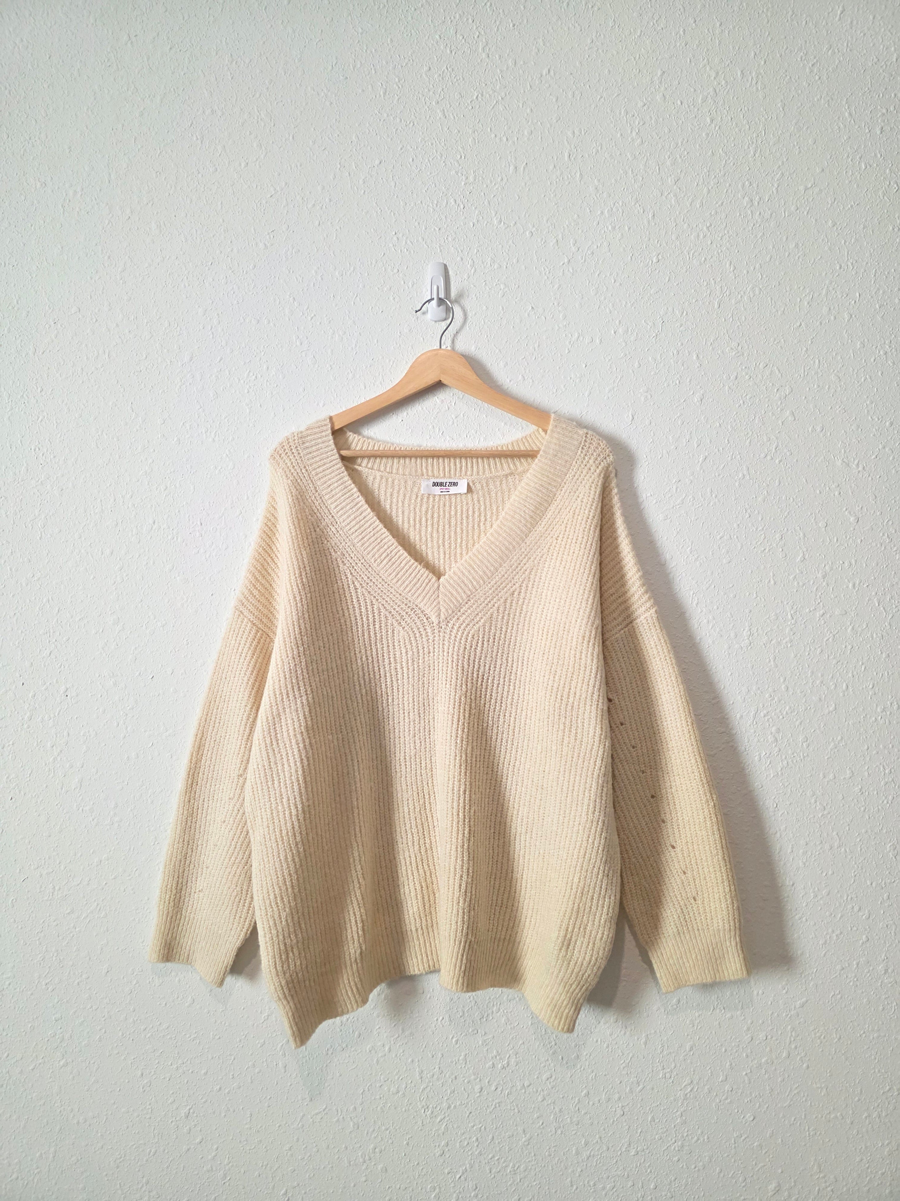 Cream Ribbed Knit Sweater (S)