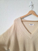 Cream Ribbed Knit Sweater (S)