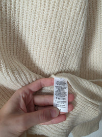 Cream Ribbed Knit Sweater (S)
