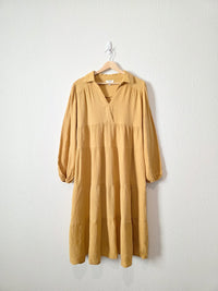 Umgee Mustard Gauze Midi Dress (M)