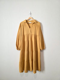 Umgee Mustard Gauze Midi Dress (M)