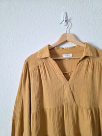 Umgee Mustard Gauze Midi Dress (M)