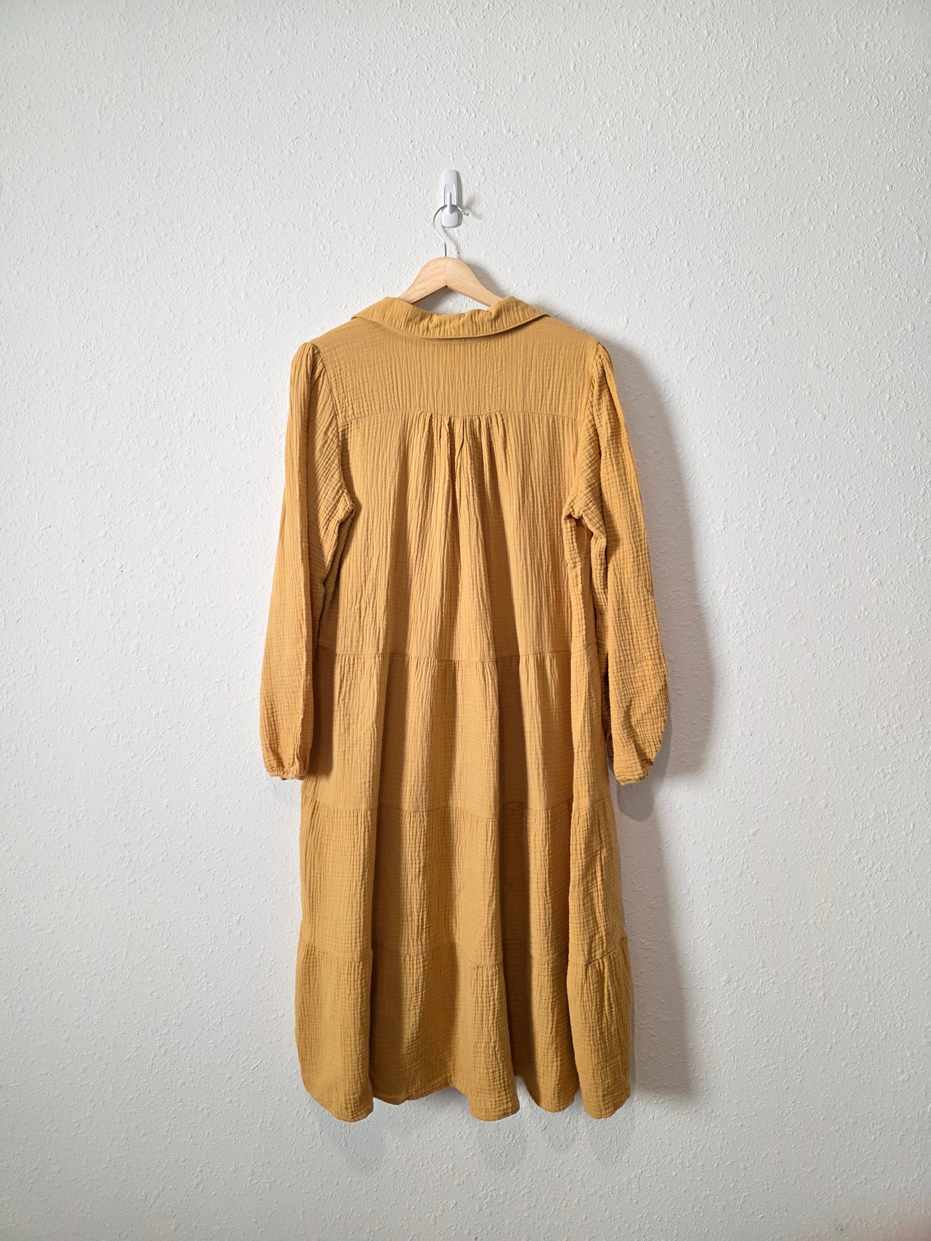 Umgee Mustard Gauze Midi Dress (M)