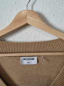 Neutral Striped V Neck Sweater (S)