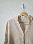 Neutral Linen Relaxed Button Up (L/XL)