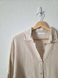 Neutral Linen Relaxed Button Up (L/XL)