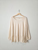 Easel Neutral Ruffle Hem Top (L)