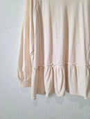 Easel Neutral Ruffle Hem Top (L)