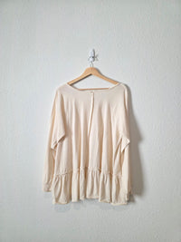 Easel Neutral Ruffle Hem Top (L)