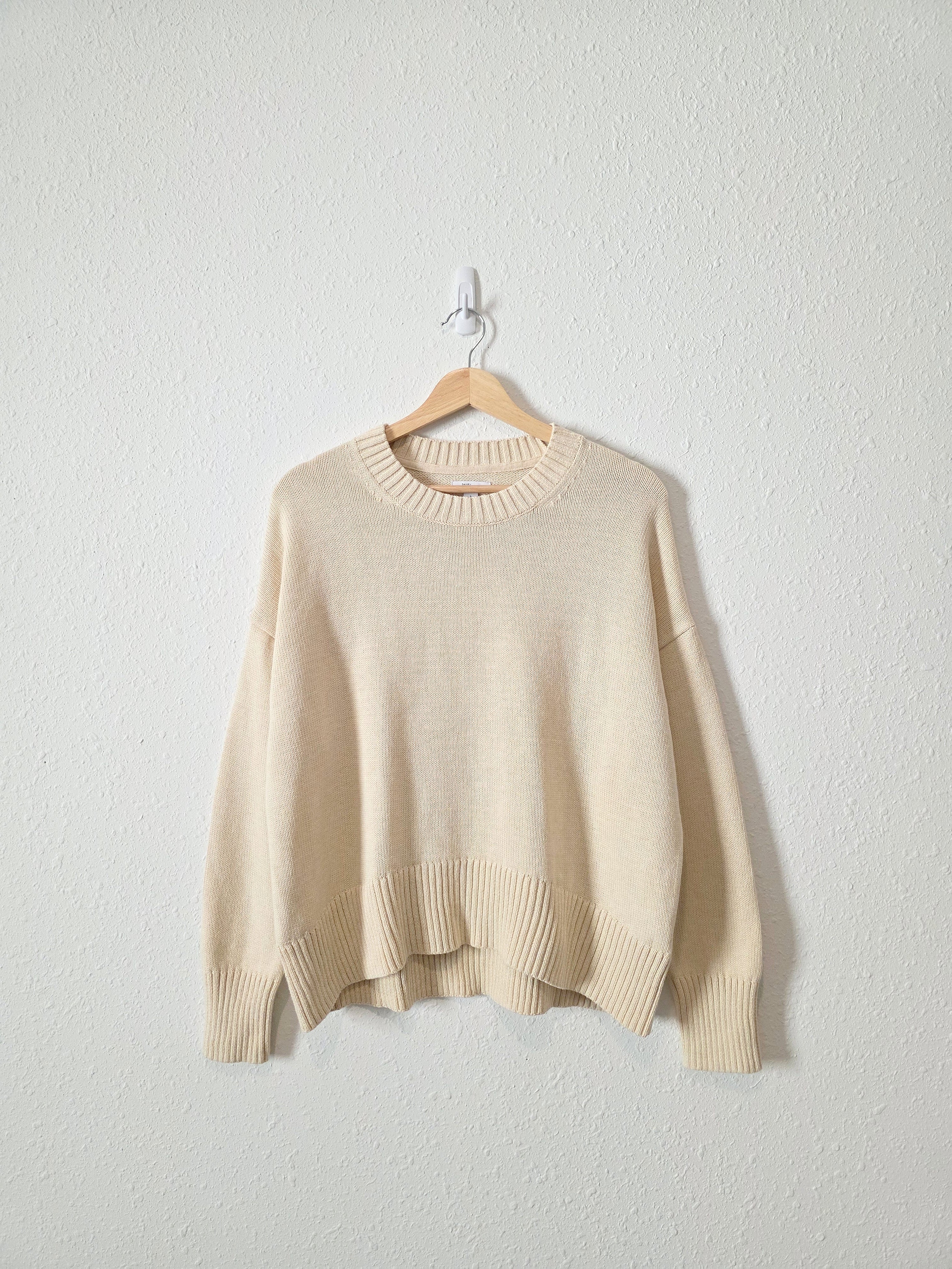 NEW Cream Ribbed Cotton Sweater (S)
