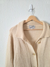 Vintage Cream Wool Cardigan Sweater (S)