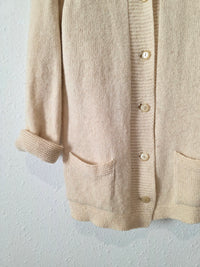 Vintage Cream Wool Cardigan Sweater (S)