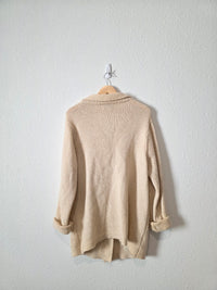 Vintage Cream Wool Cardigan Sweater (S)