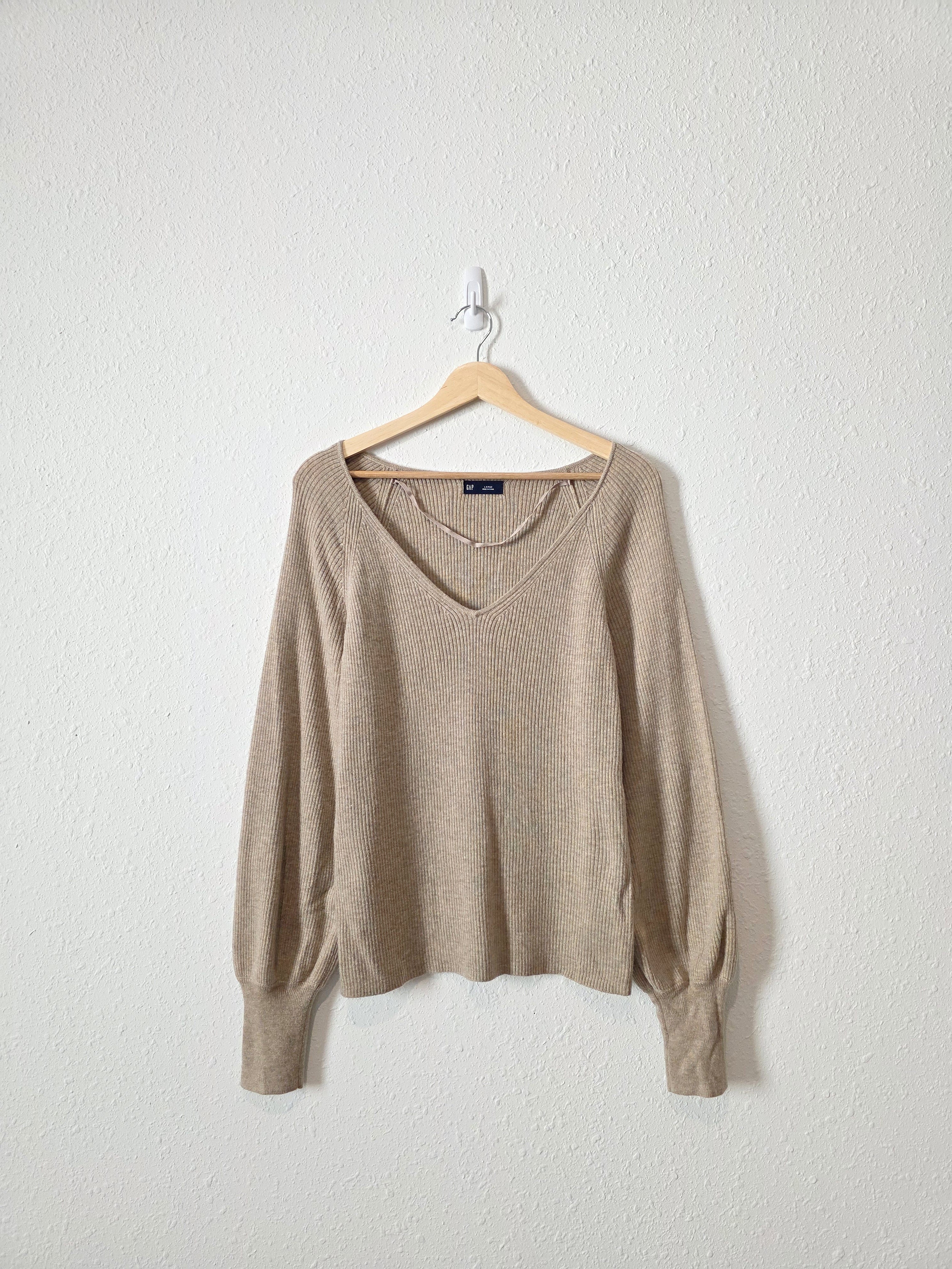 Gap Puff Sleeve Ribbed Sweater (L)