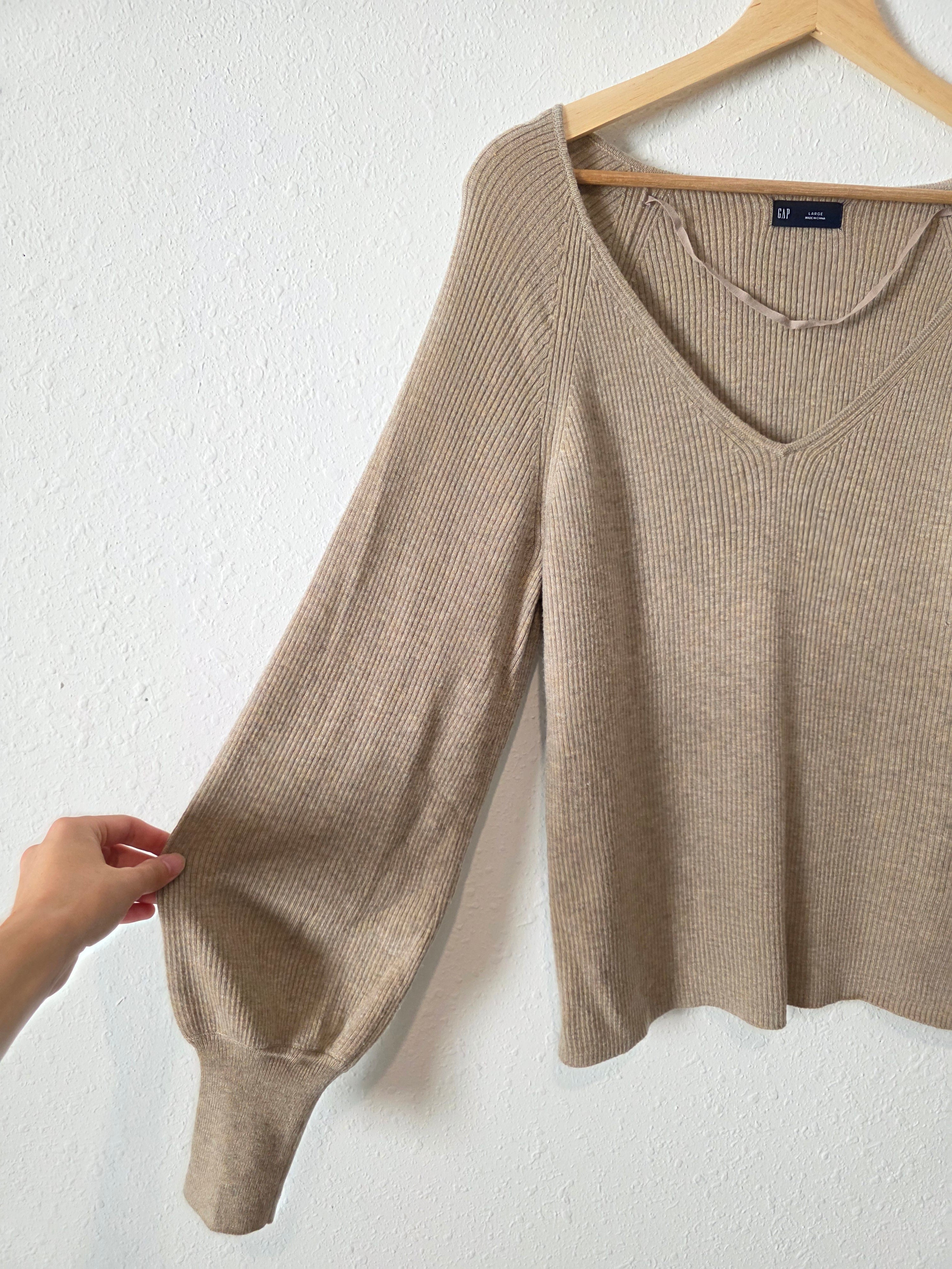 Gap Puff Sleeve Ribbed Sweater (L)