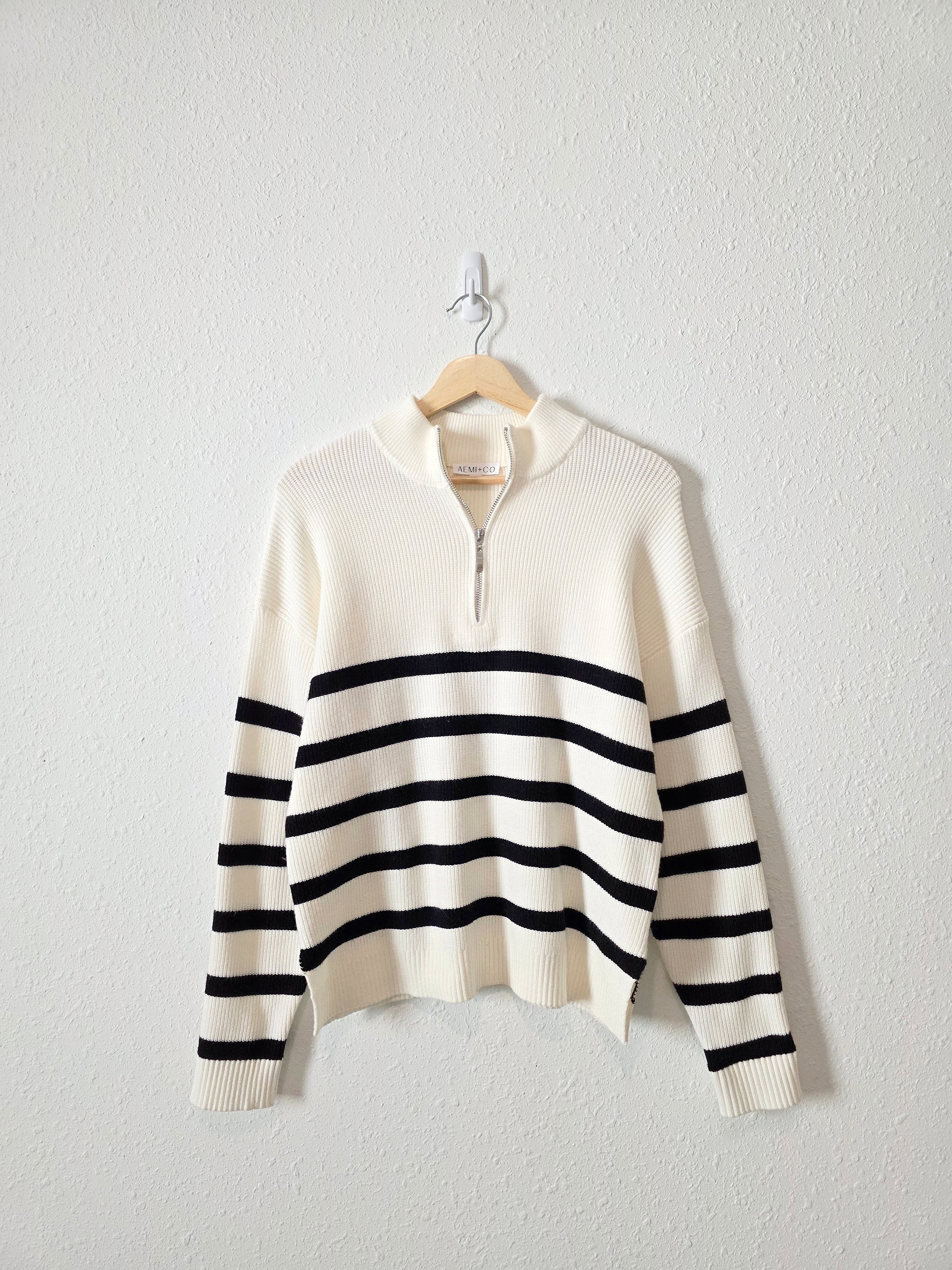 Aemi + Co Striped Quarter Zip (M)
