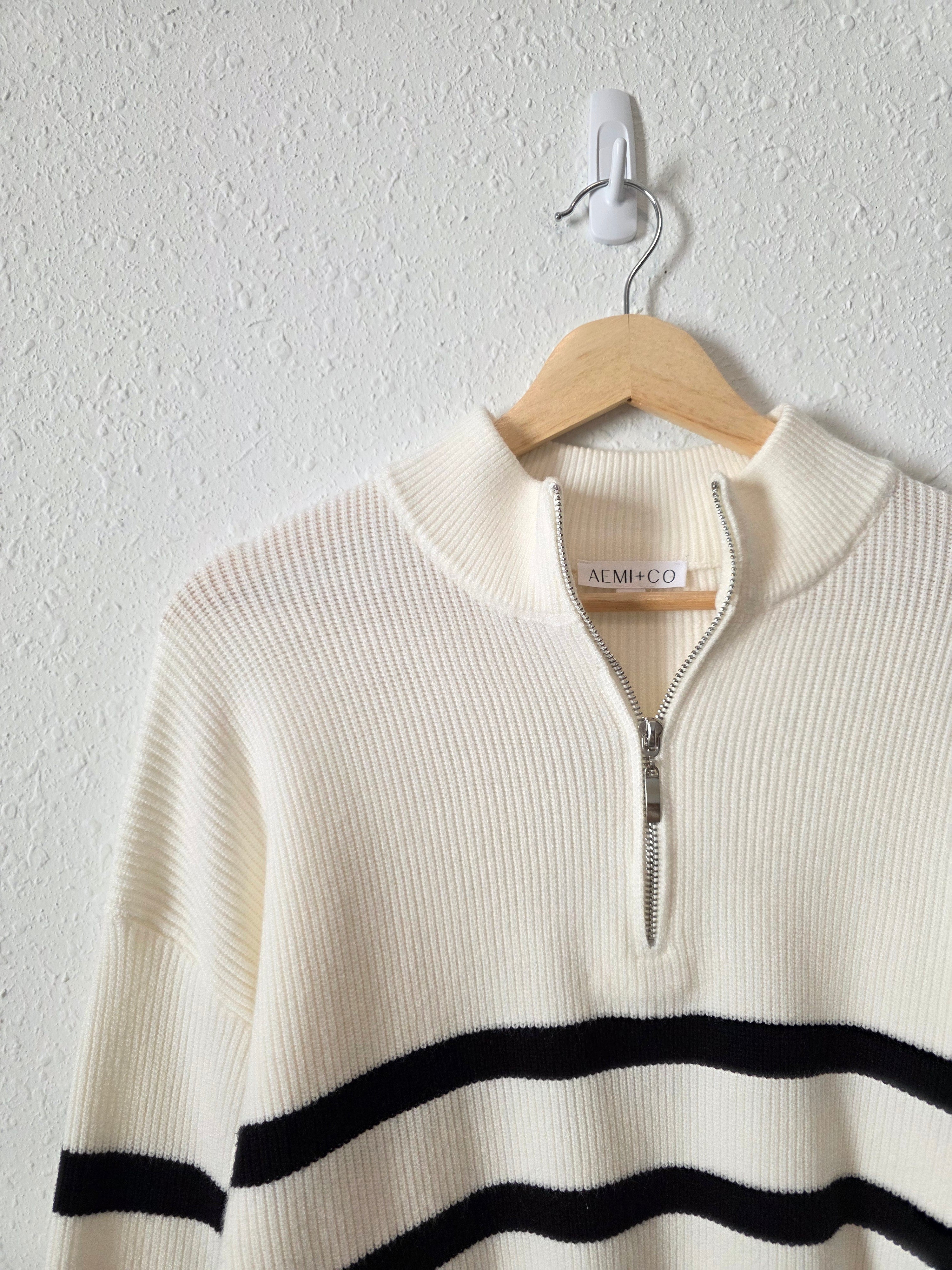 Aemi + Co Striped Quarter Zip (M)
