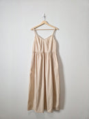 Neutral Gingham Cotton Maxi Dress (M)
