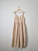 Neutral Gingham Cotton Maxi Dress (M)