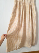 Neutral Gingham Cotton Maxi Dress (M)