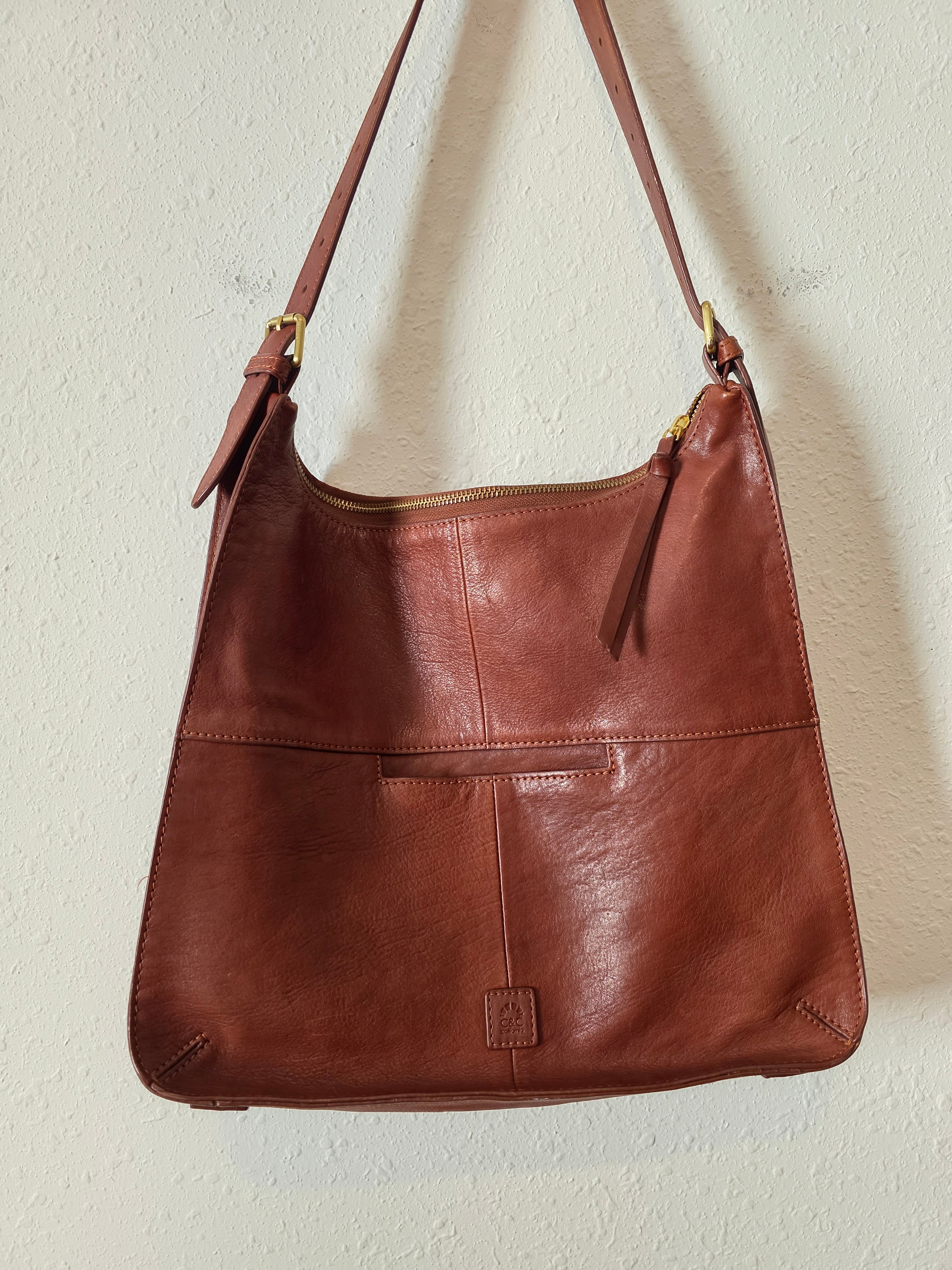C&C Cognac Leather Shoulder Bag