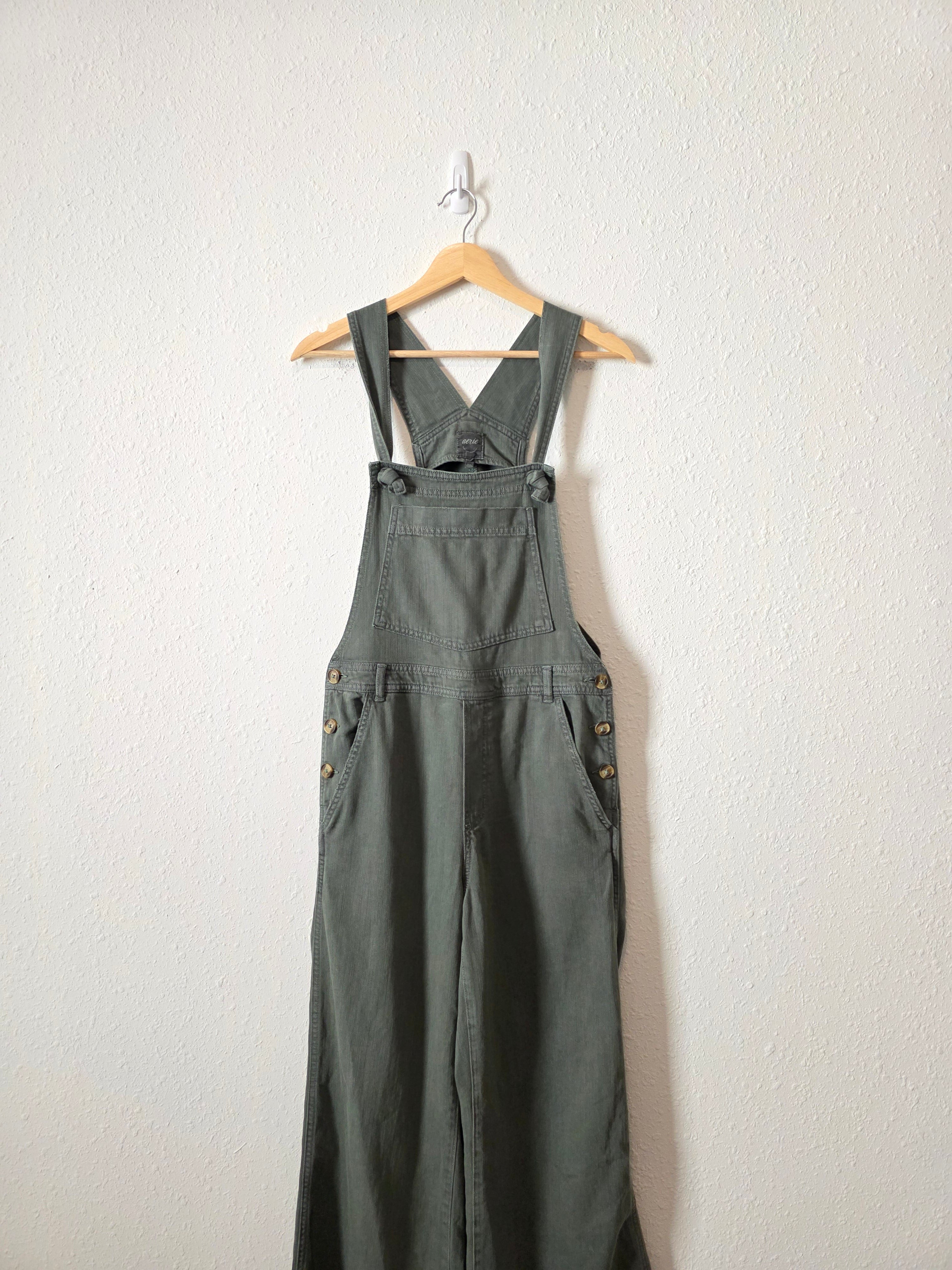 Aerie Green Wide Leg Overalls (M)